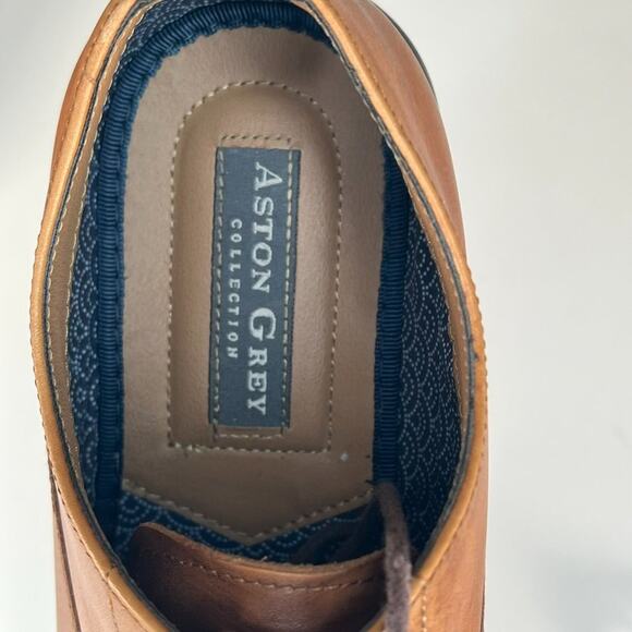 Aston Grey Saumon Leather Oxford Dress Shoes Tan Cognac Brown Men 8 main image 4